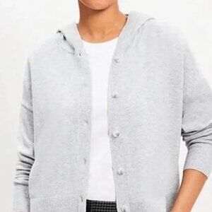 LOFT Hooded Gray Cardigan Sweater
